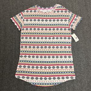 Secret Treasure Women’s Sleepwear Gown Snowflakes Short Sleeve Print Small